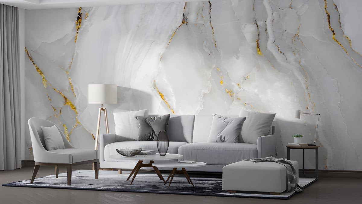 Marble With Gold Leaf Pattern on it