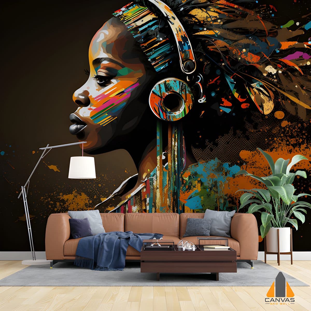 Afro American Girl With Headphones