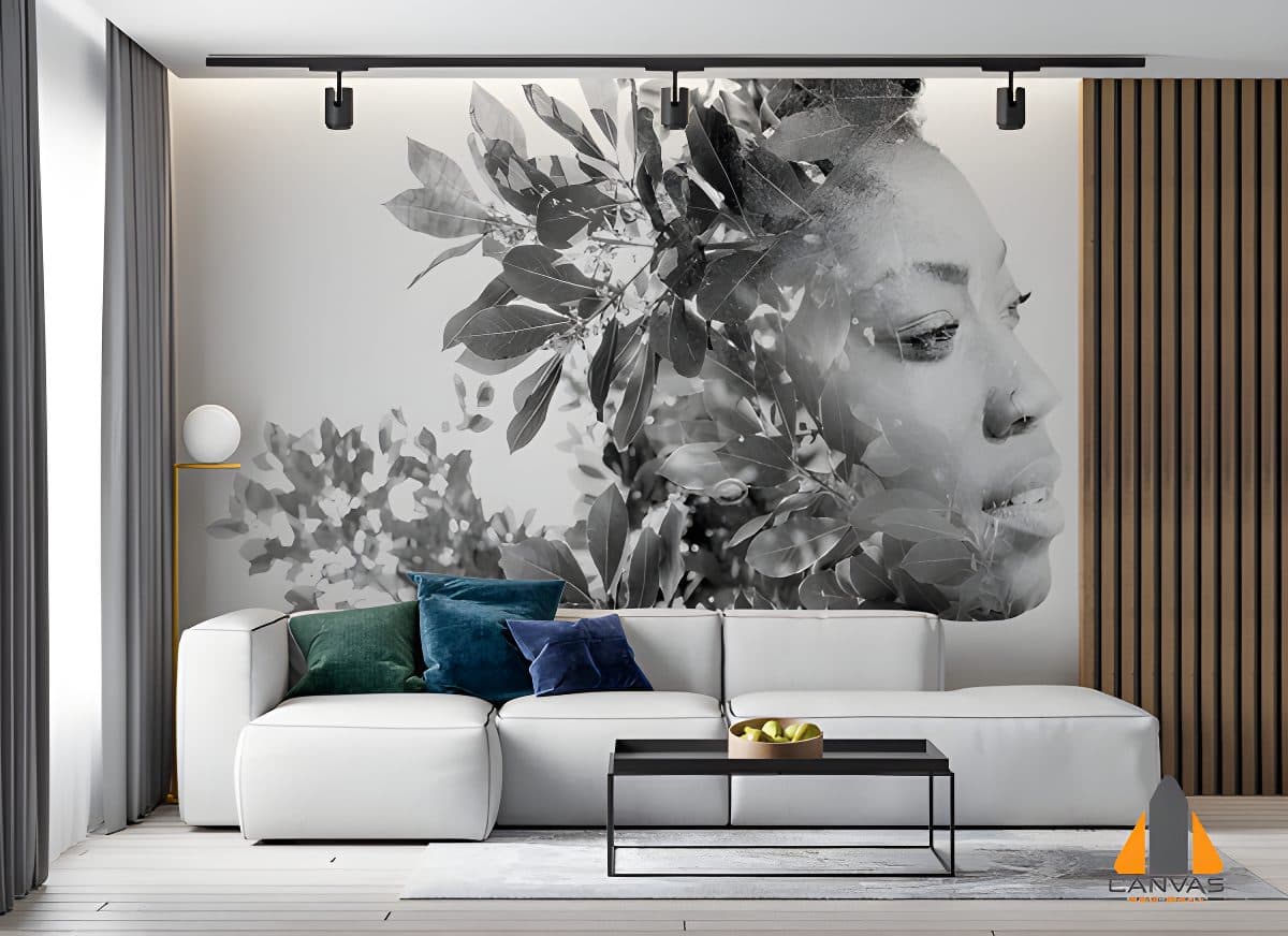 Womans face intergrated with leaves