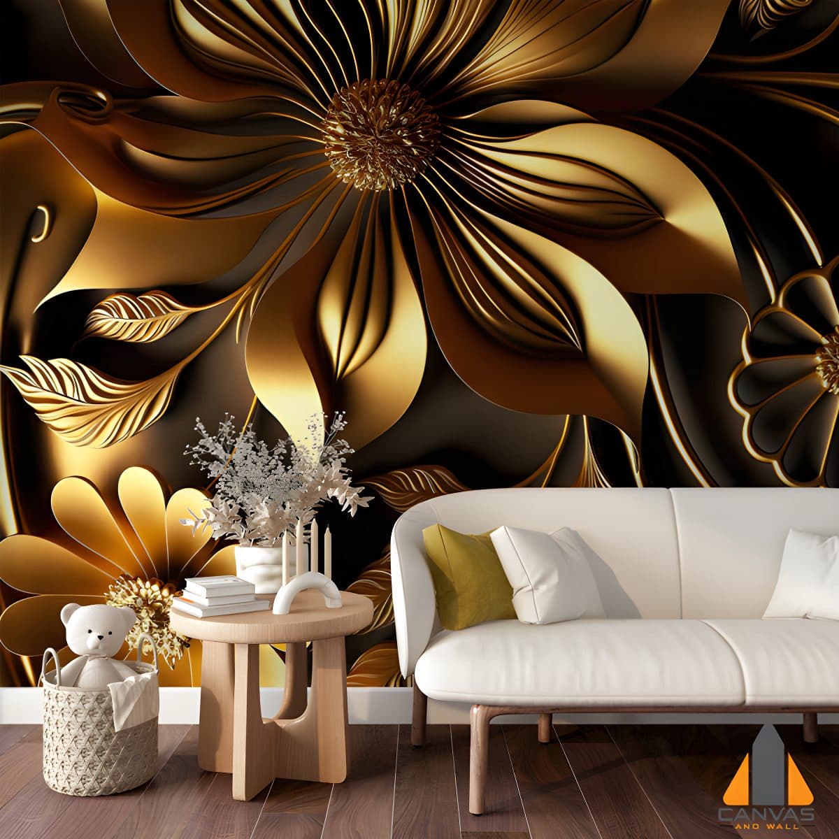 luxurious-gold-3d-rendering-paper-flowers-as-decor-craft-background-generative-ai