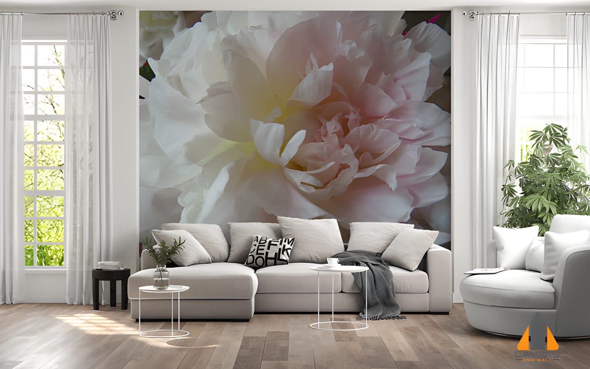 Romantic White Peony Flower Wallpaper