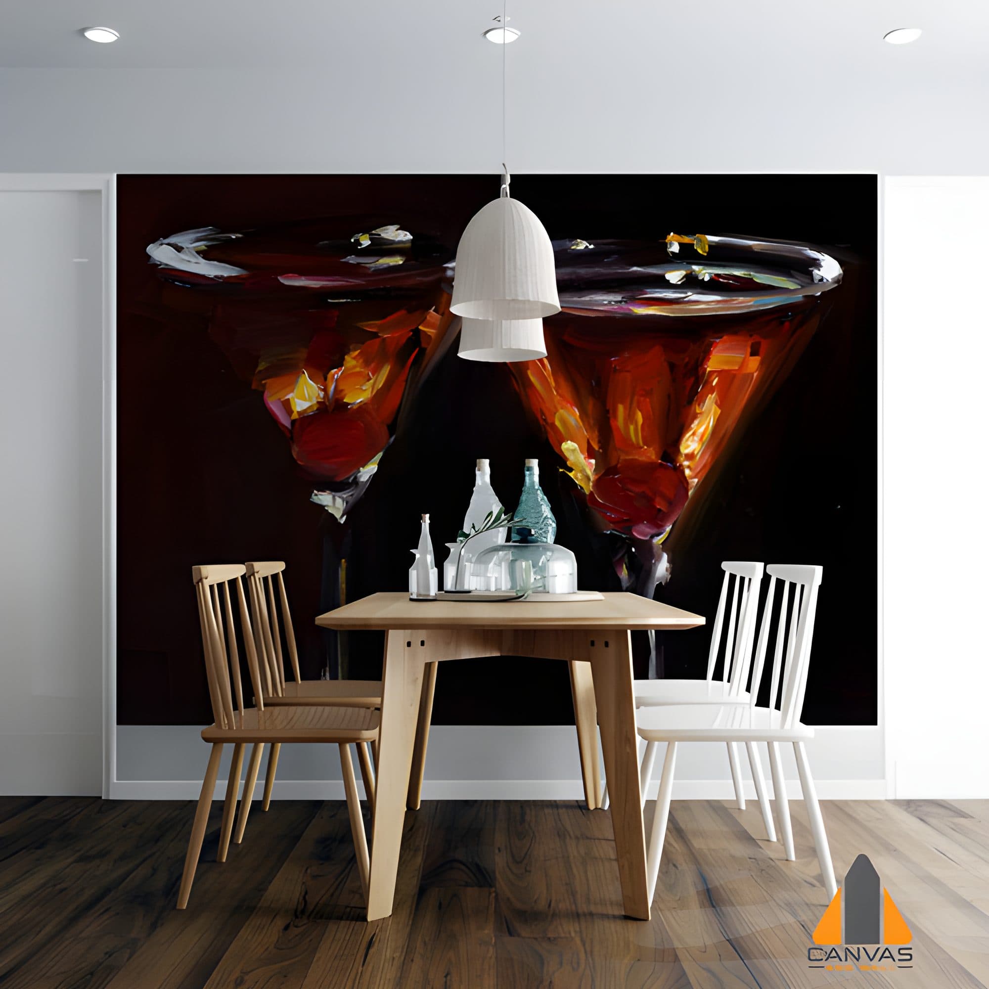Manhattans Oil Wine-Glasses Paint Art
