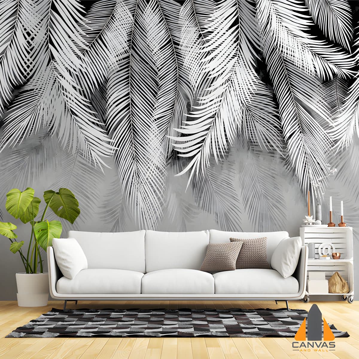 large palm leaves