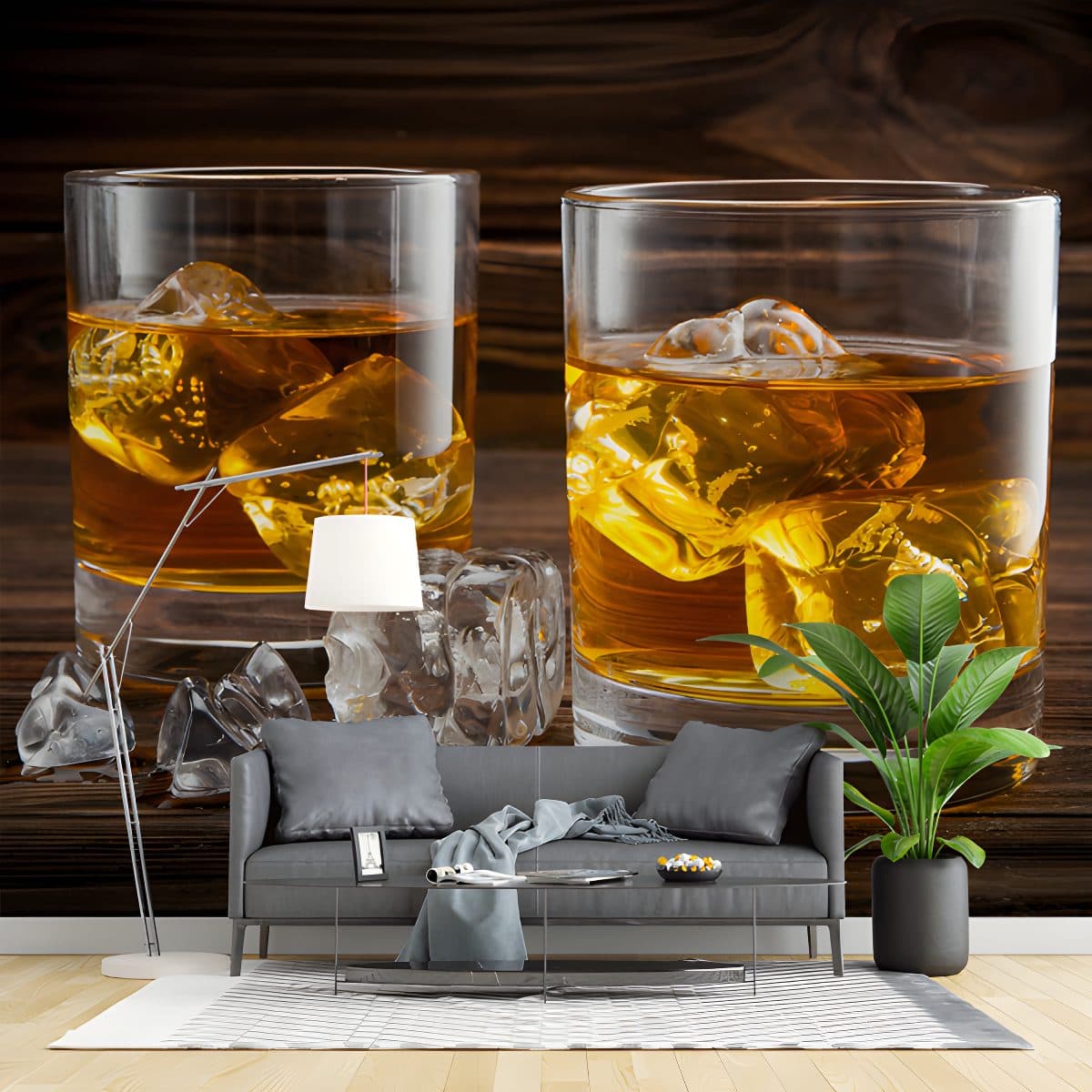 Two Glasses With Ice Whisky Wallpaper