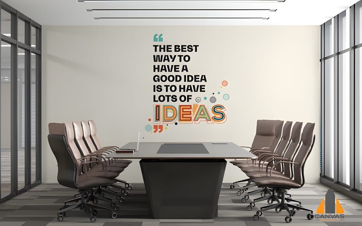 Motivational quote wall mural in a modern office boardroom. Wallpaper installations in Gauteng.
