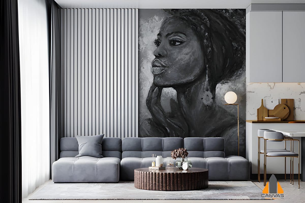 Pencil Sketch of African Woman Glazing
