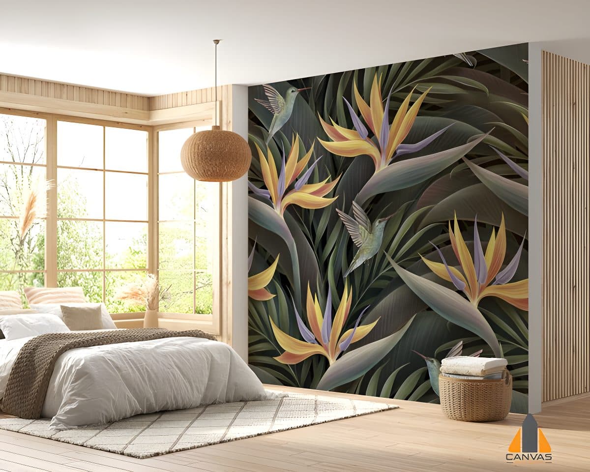 Sterilizia Flower wall mural in a bright bedroom, perfect for wallpaper installations in Gauteng.