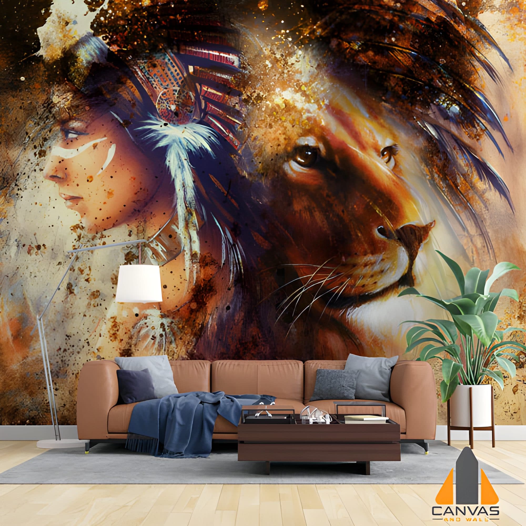 Man vs Lion Abstract Wallpaper