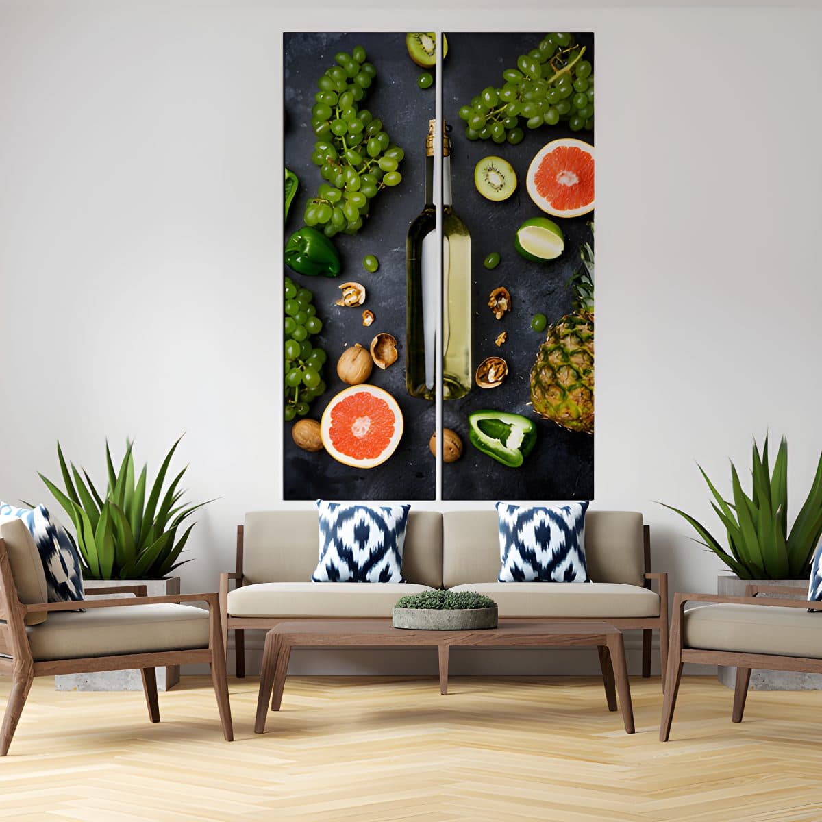 Green wine split canvas