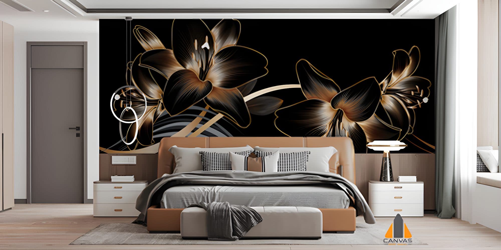 Golden Lilies Vector Wallpaper