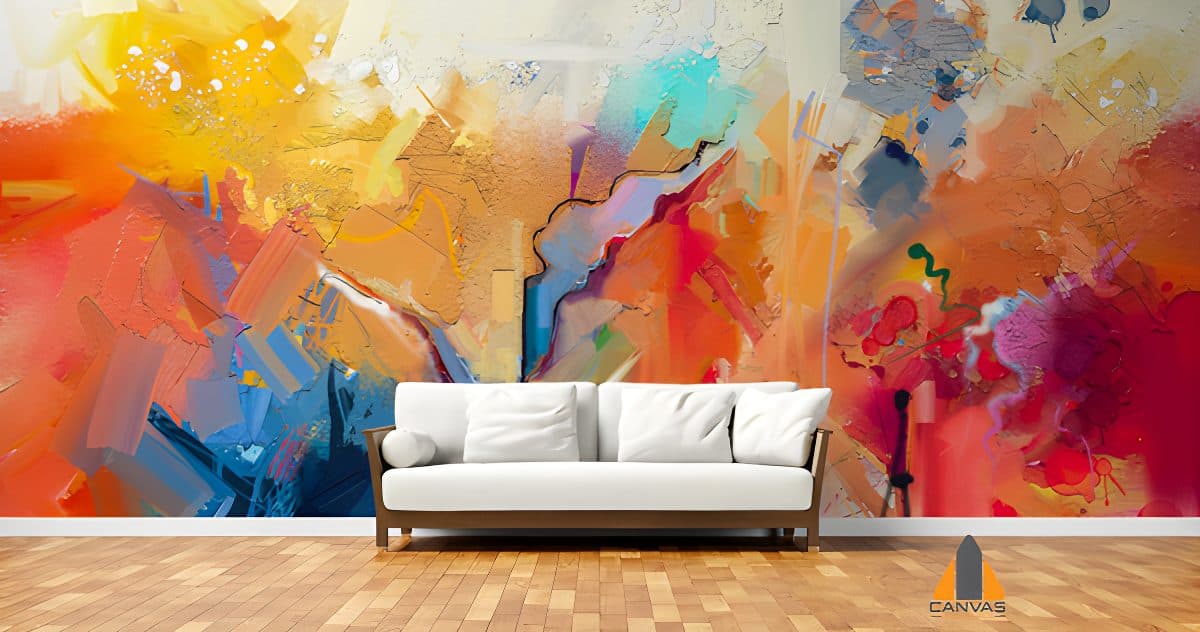 Abstract colorful oil painting on canvas texture