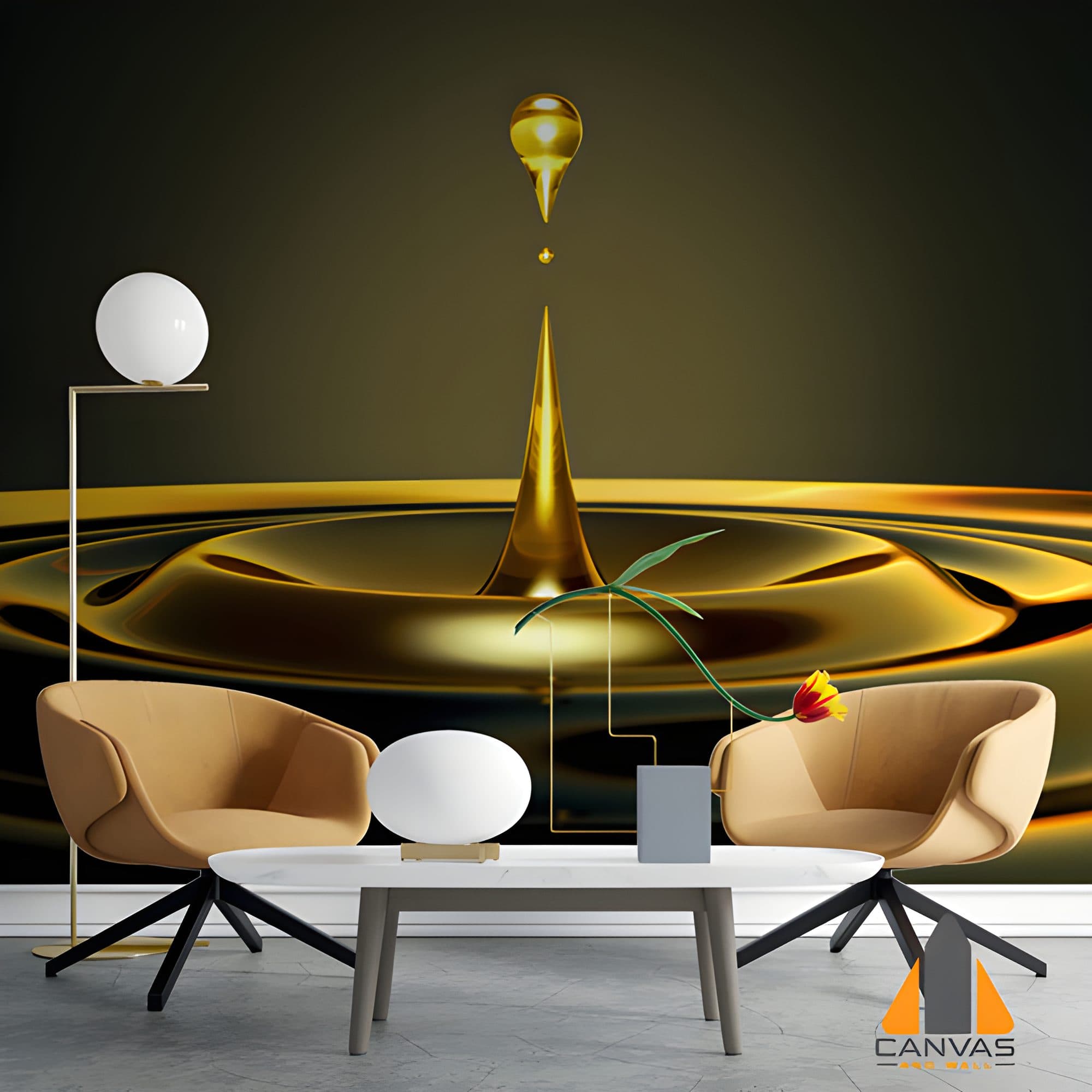 Gold Droplet Elegant Wallpaper