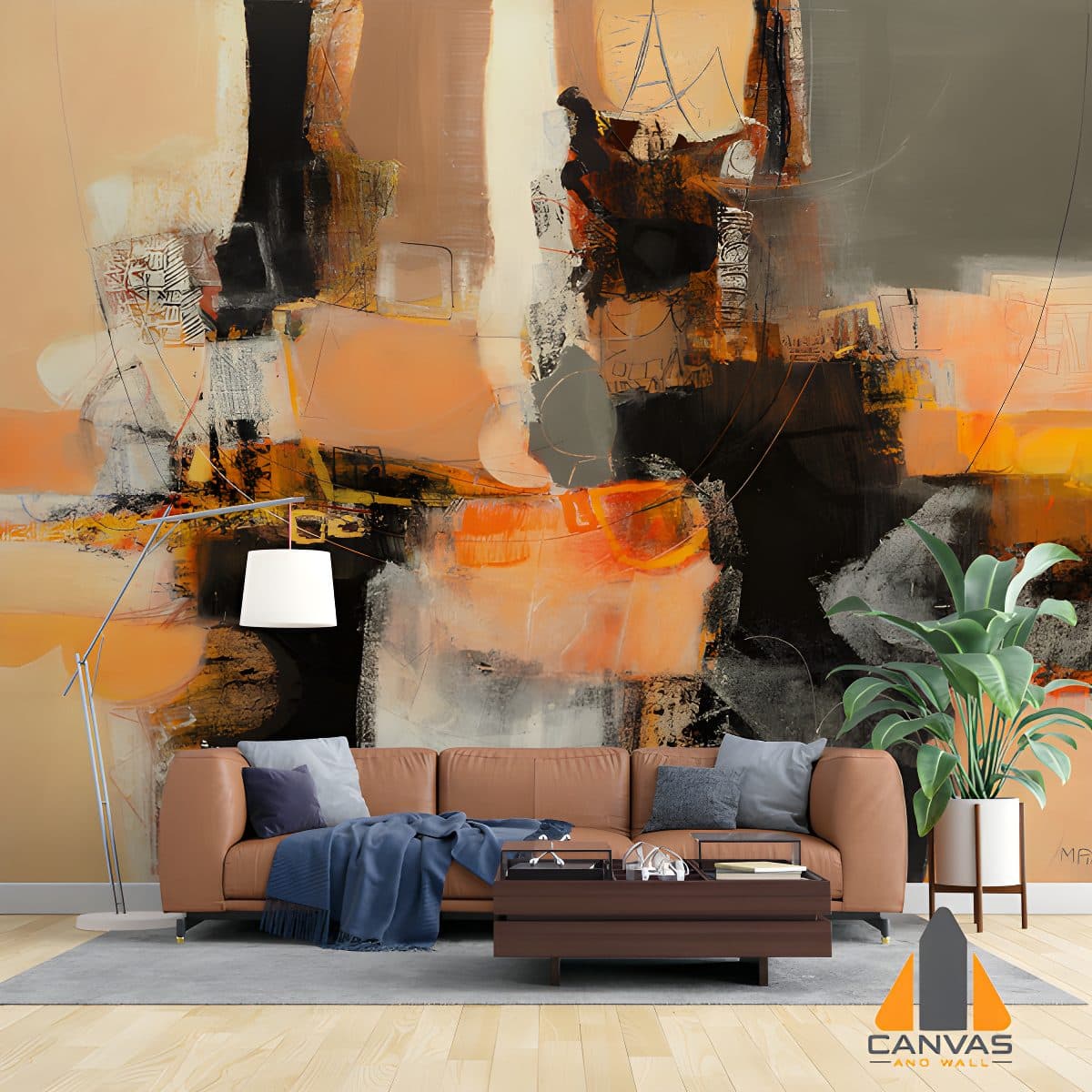 Abstract Orange Black