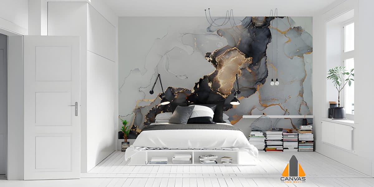 Blue Black and Gold Marble Wallpaper