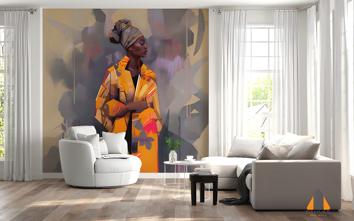 painting-woman-yellow-coat-hat-standing-generative-ai