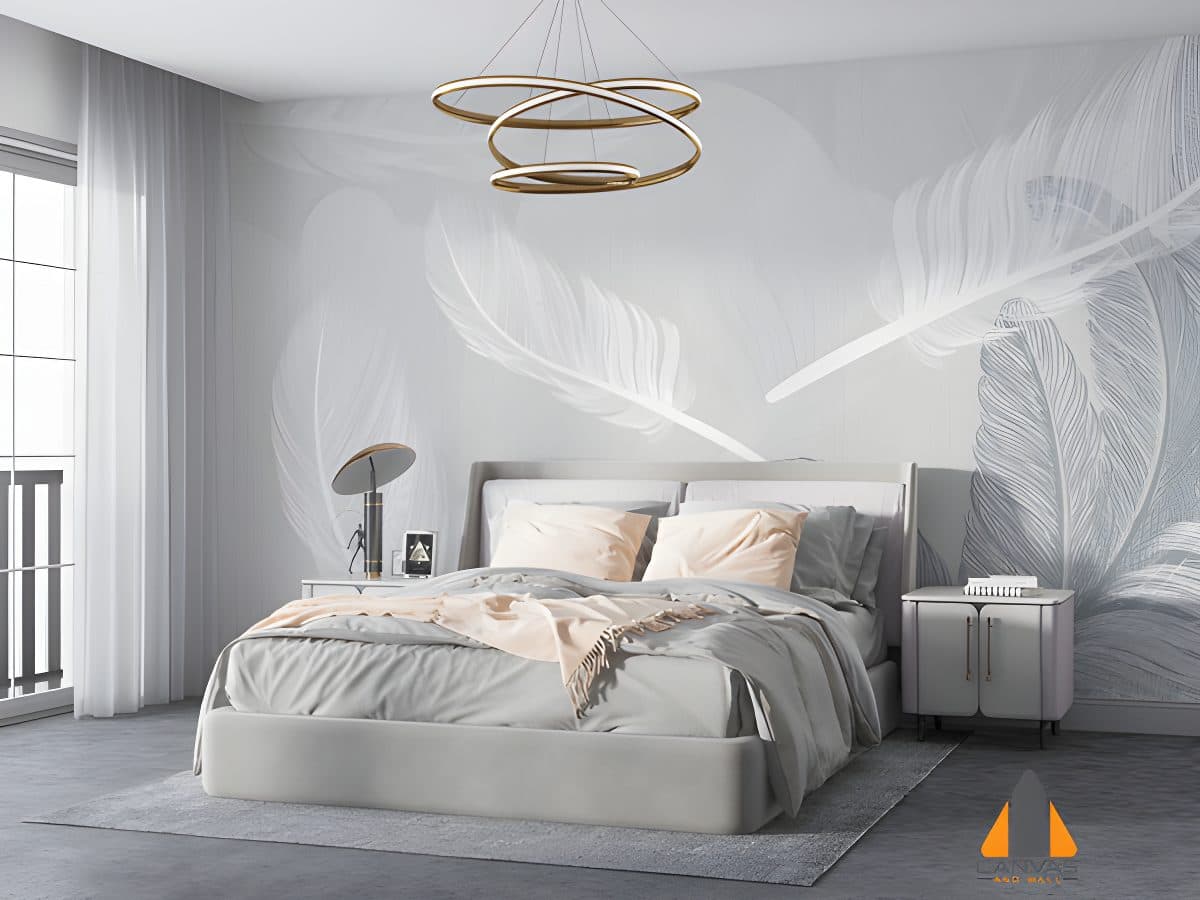 Gray and White Feathers Wallpaper