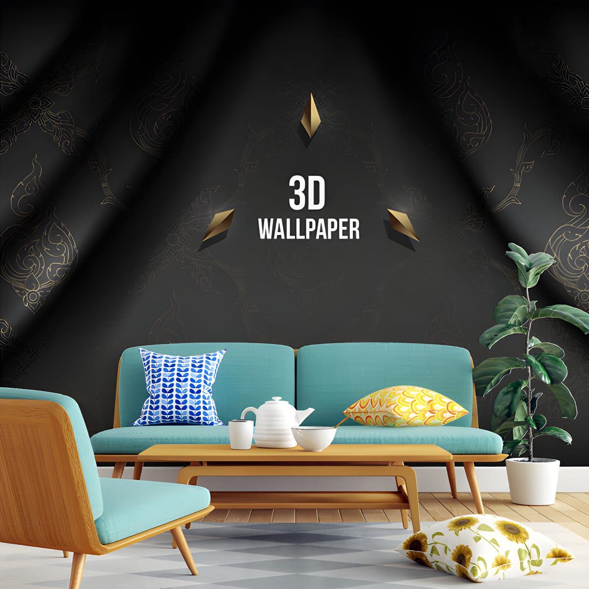 3D Curtains Wallpaper