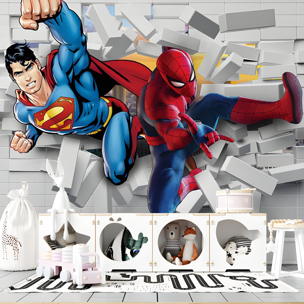 Spider Man and Super Man Wallpaper