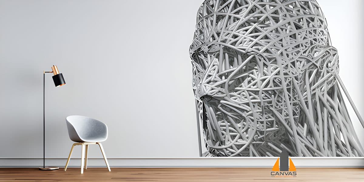 cyborg face on white background