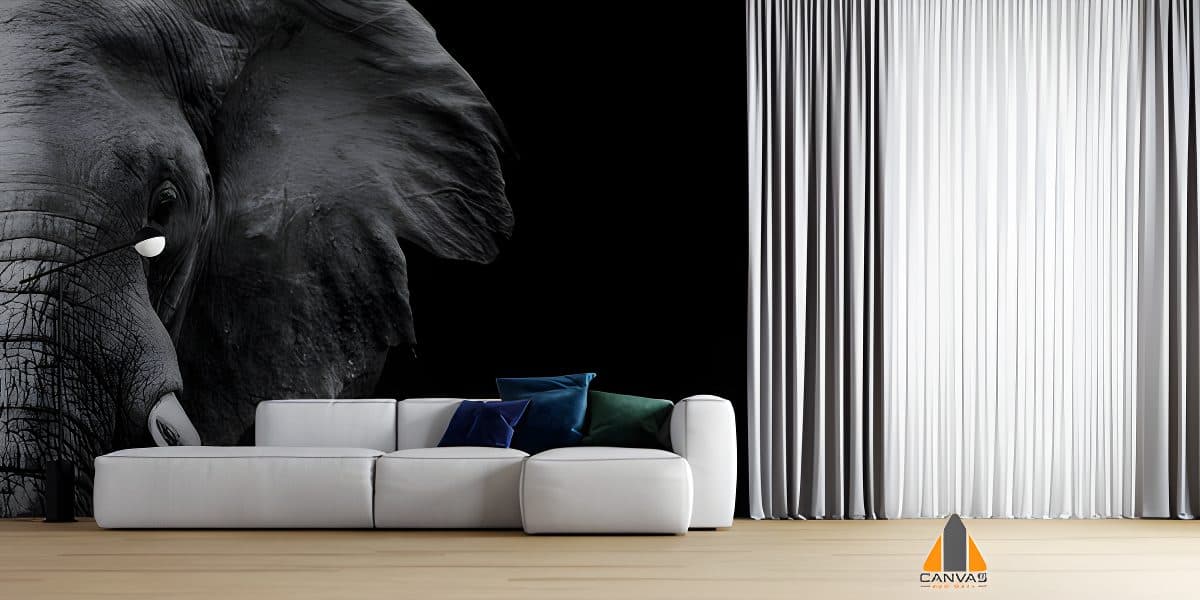 Ndlovu African Elephant Living Room Wallpaper