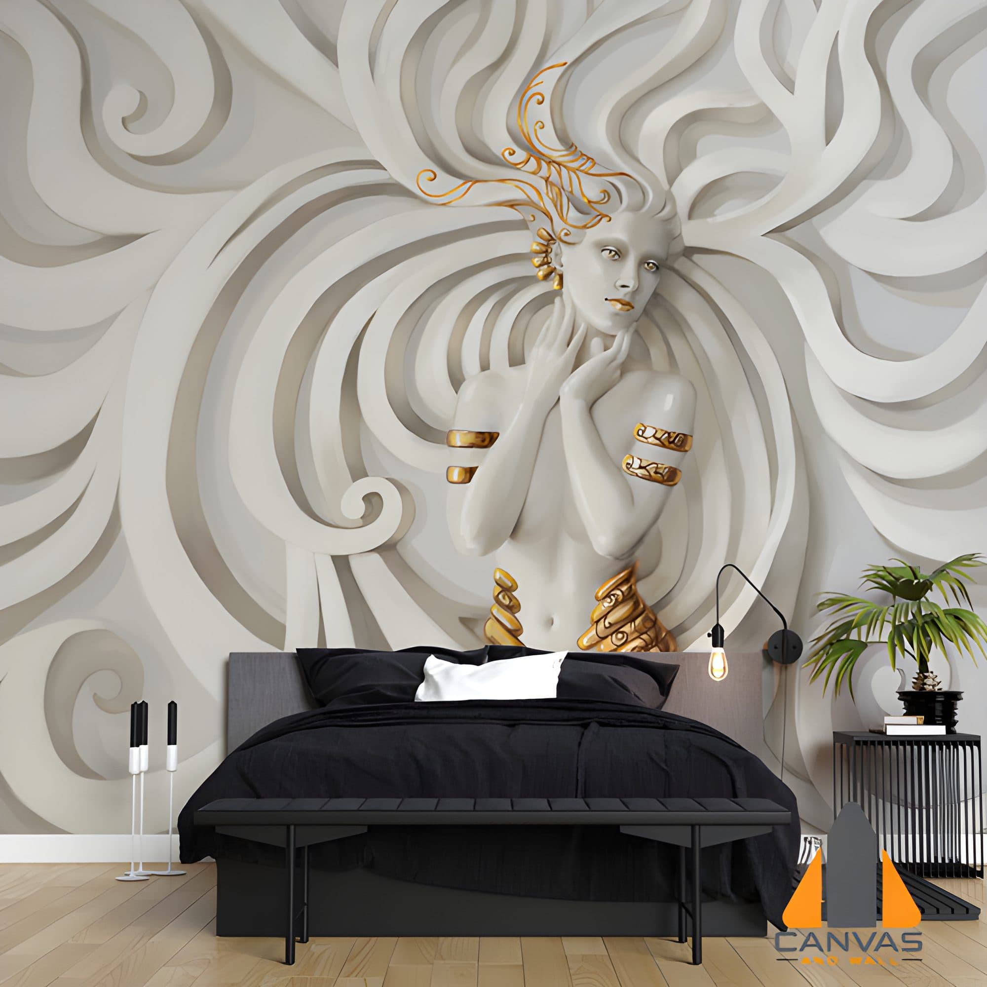 3D White Embossed Woman Art