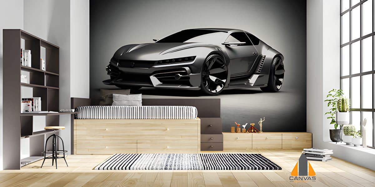 Digital Illustration of Black Sports Car