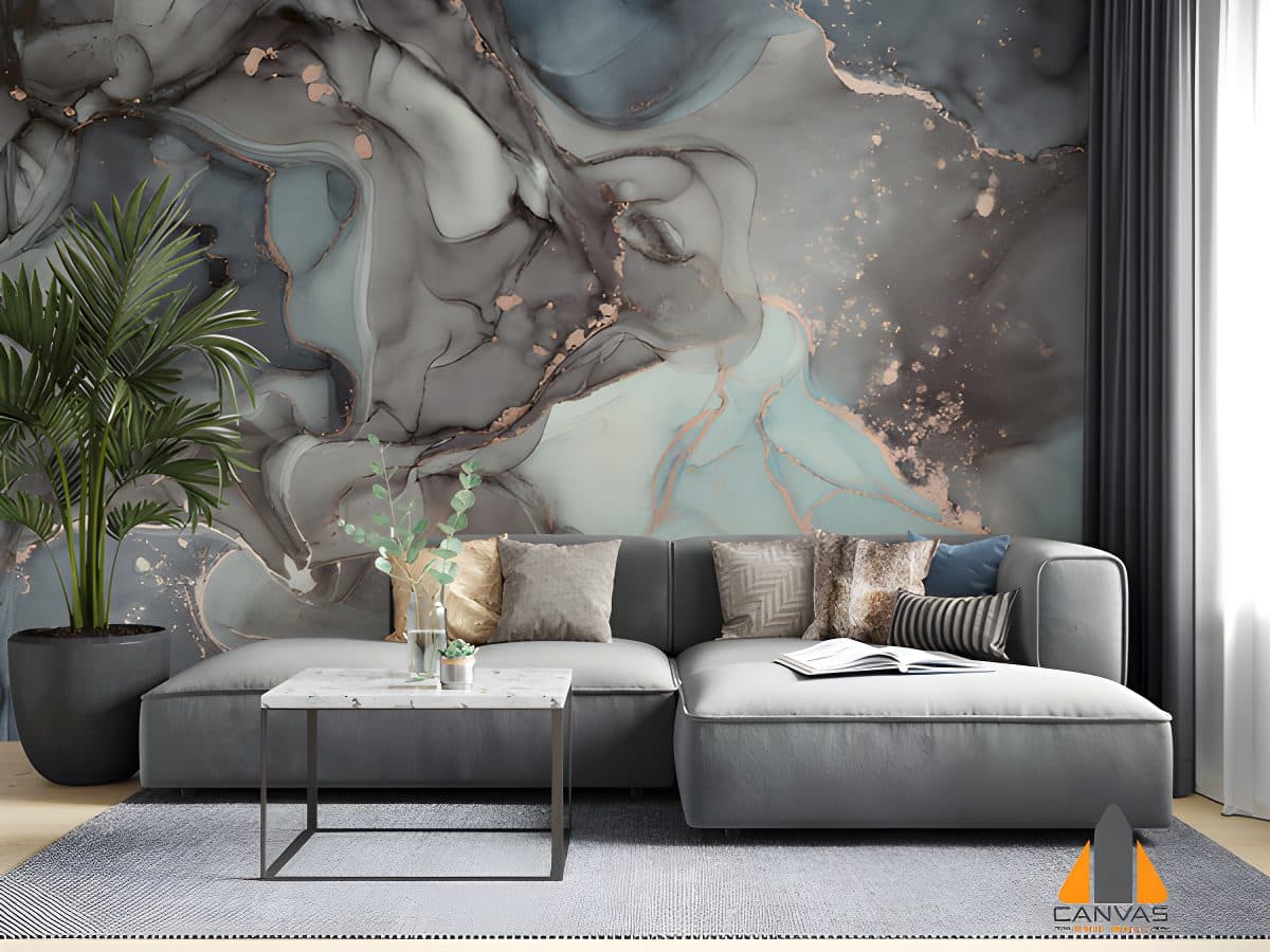 Alcohol Ink Grey Marble Wallpaper