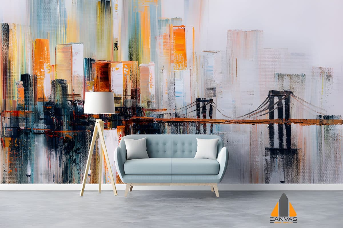 Oil Painting Brooklyn Bridge, New York Wallpaper