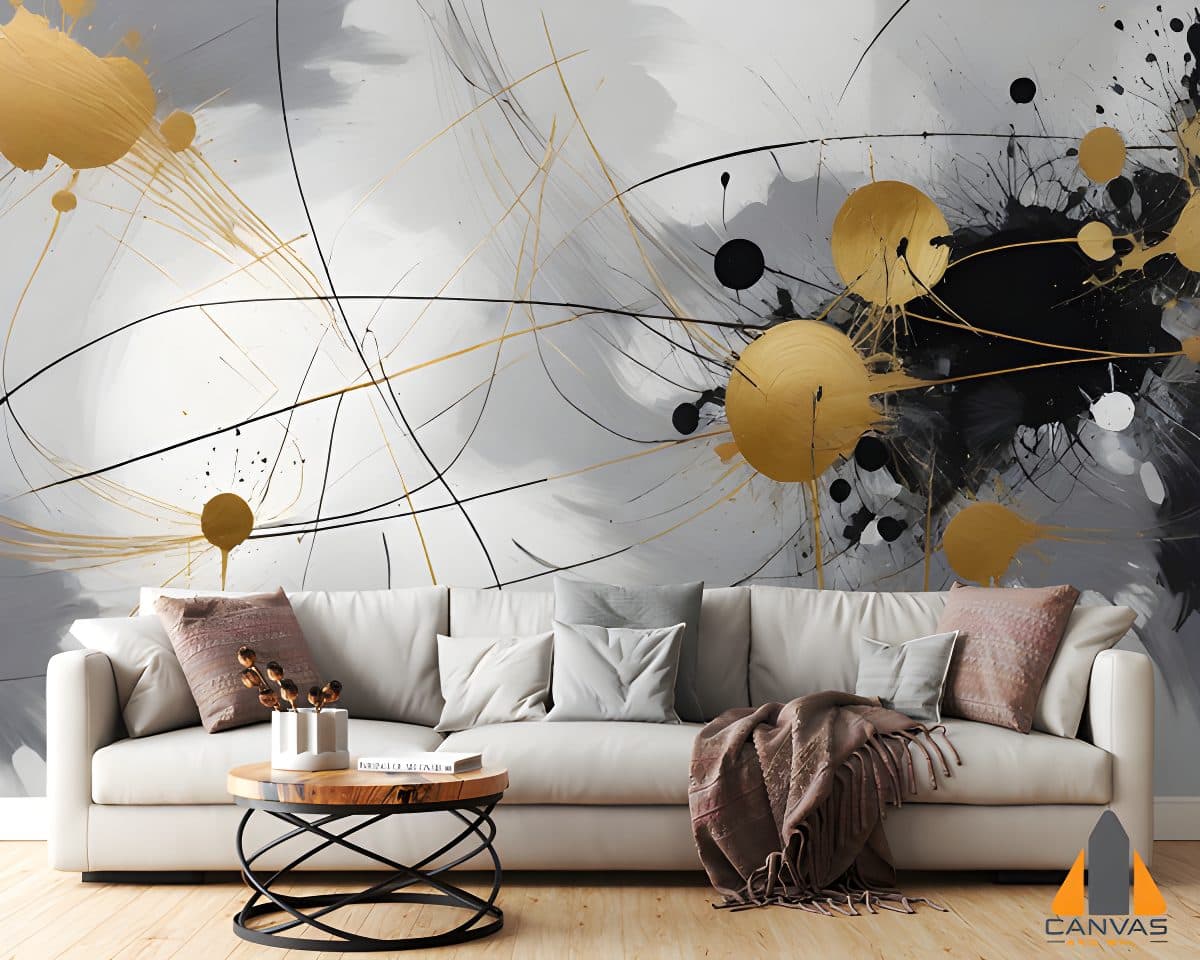 Abstract Golden dots of paint
