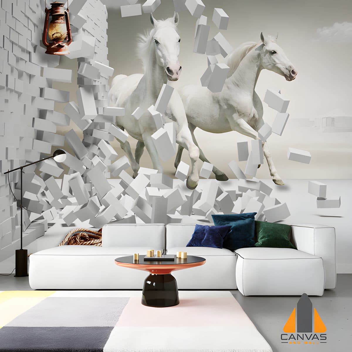 3D White Horses