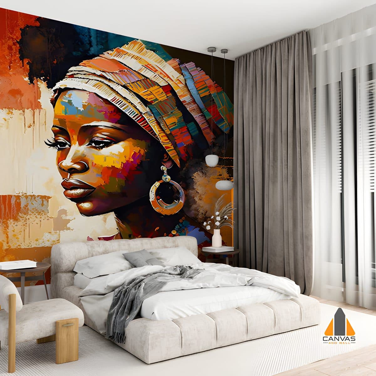 painting-woman-with-colorful-scarf-earring