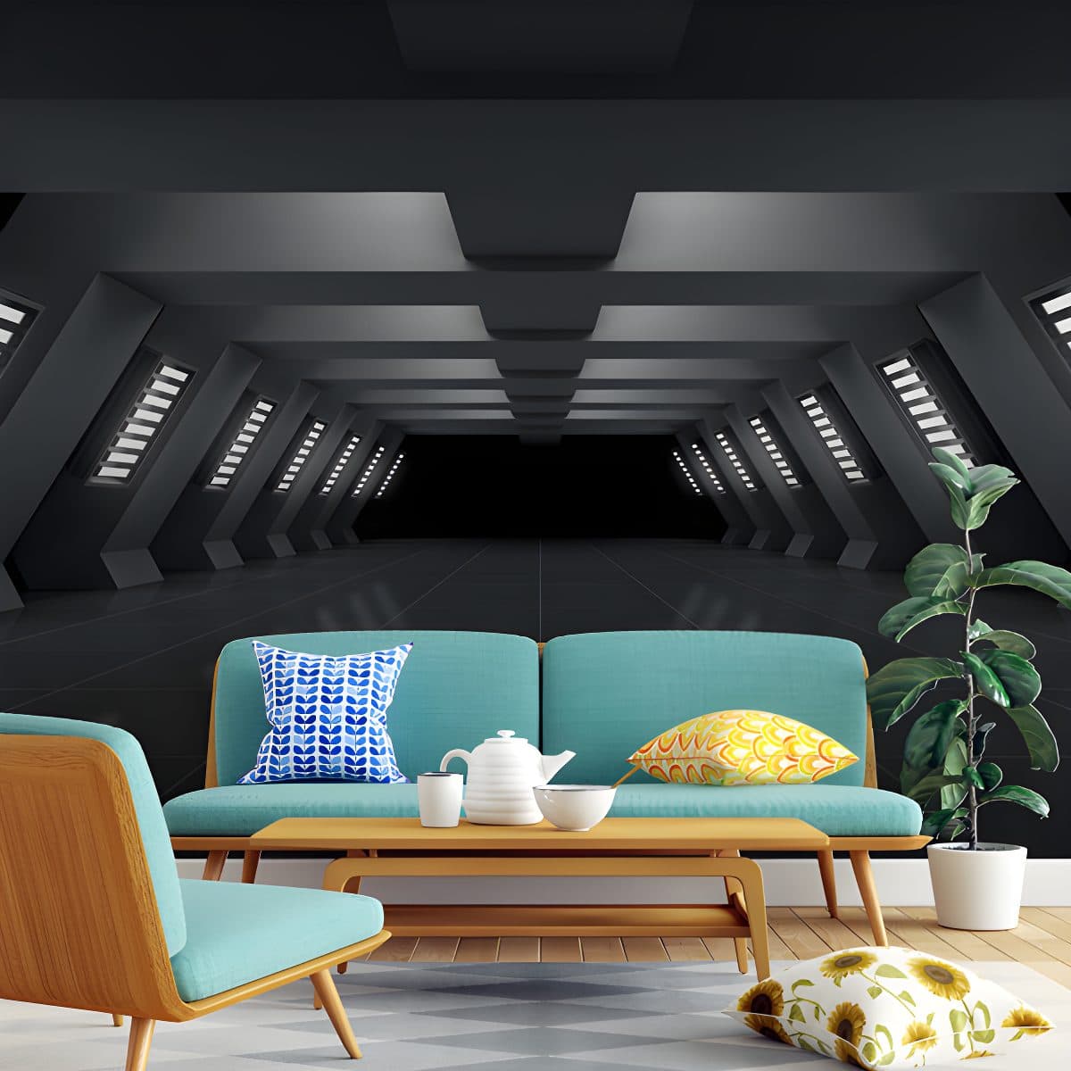 Black 3D Tunnel Wallpaper