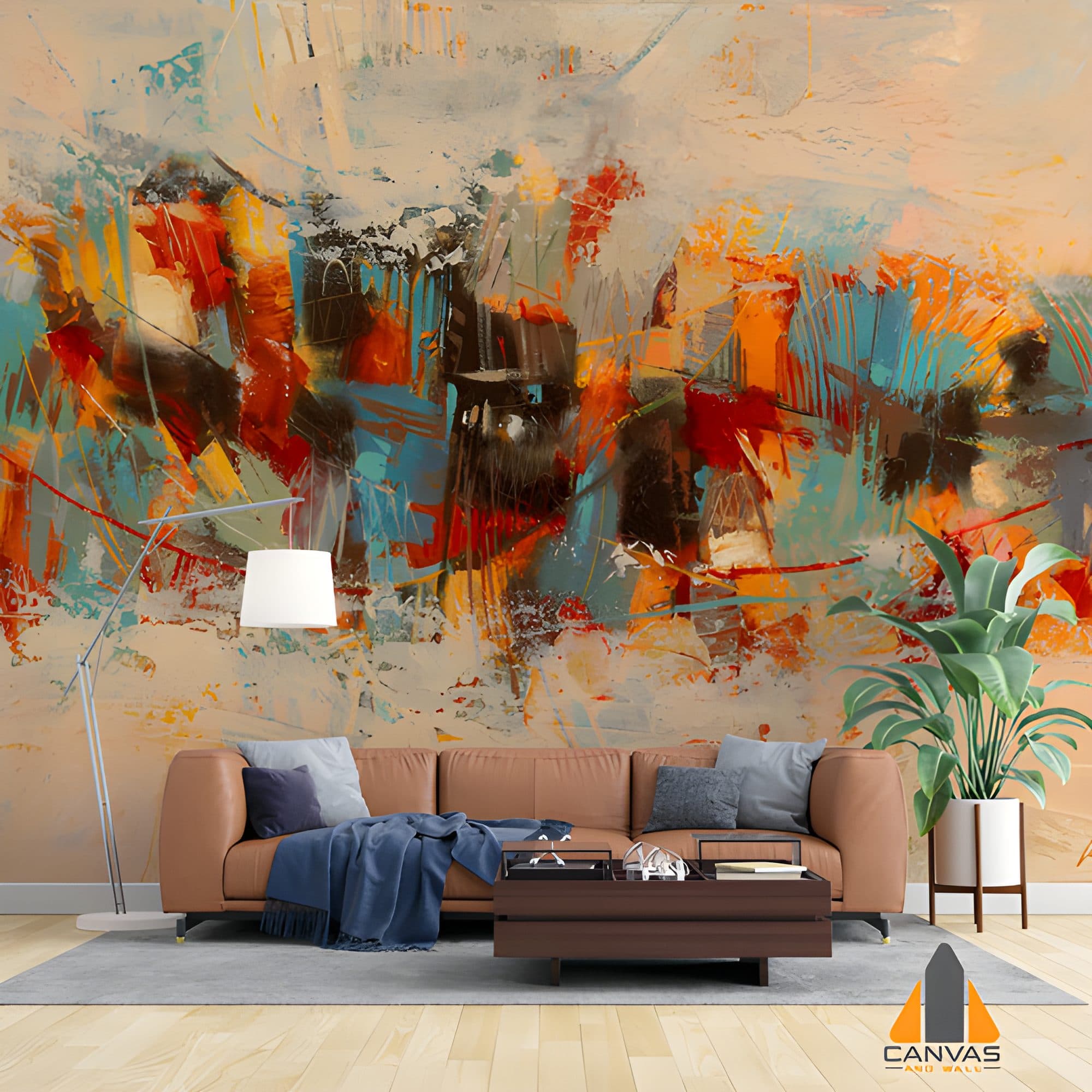 Peach Orange Abstract Art Wallpaper