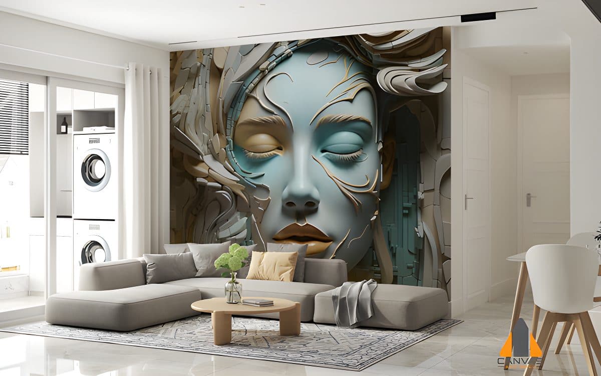 3D Rendered Lady Face Artwork