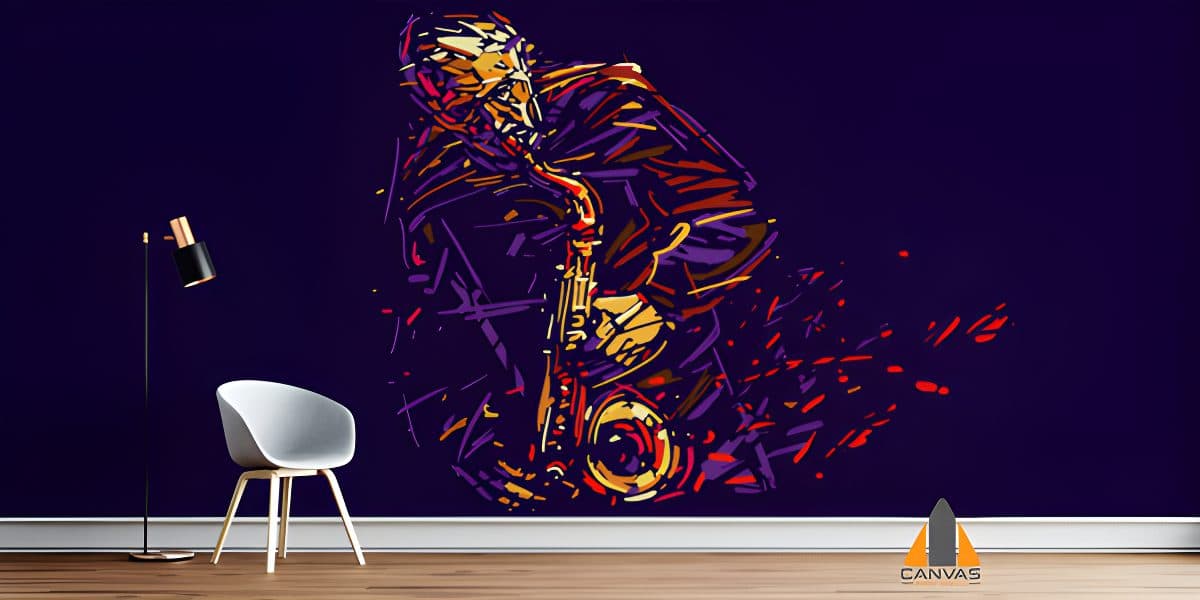 Jazz Saxophone Player Illustration Wallpaper