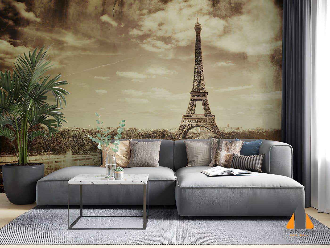Paris Tower Vintage Sepia Wallpaper