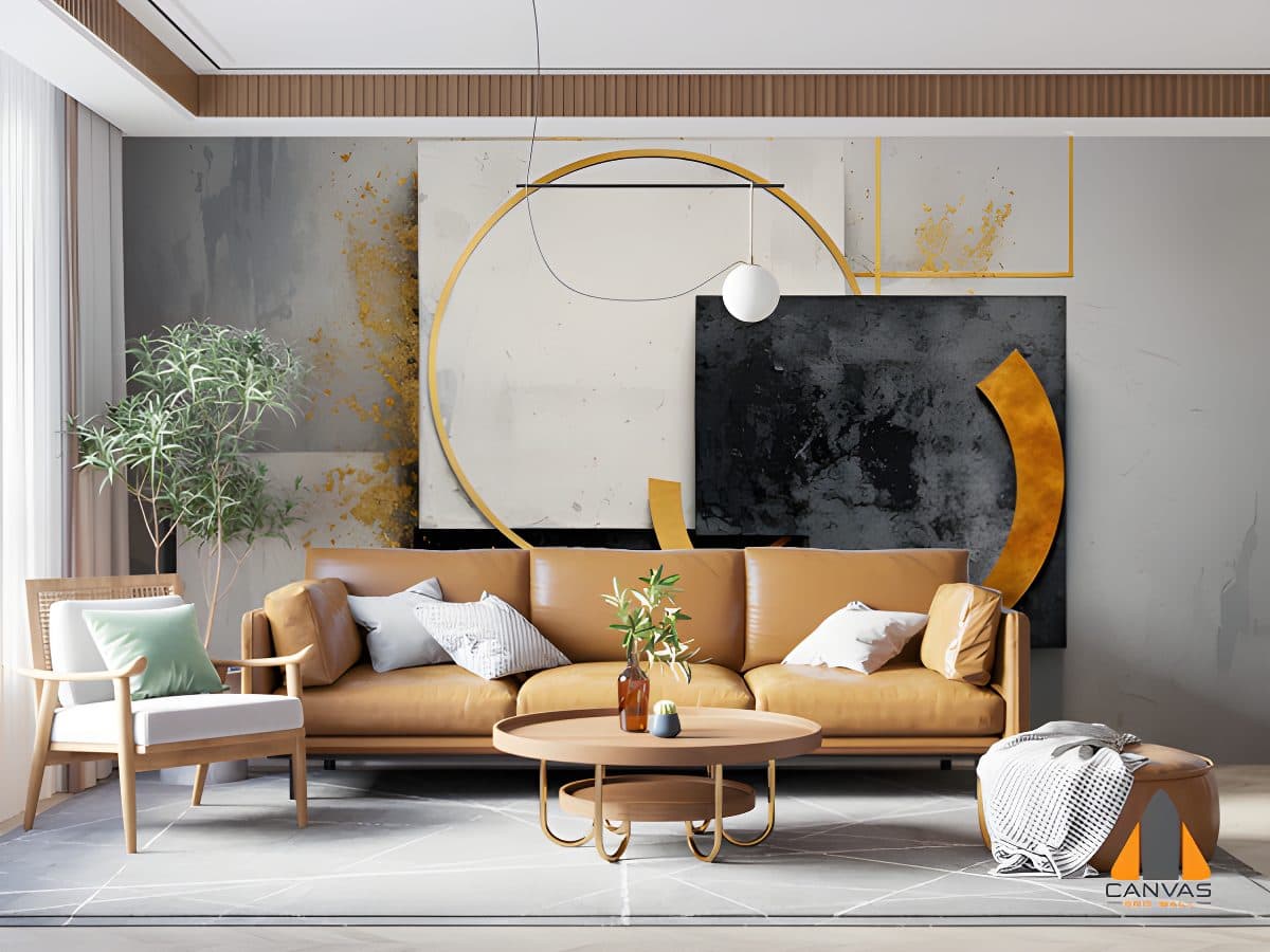 geometric-abstraction-circles-lines-gold-background-wallpaper