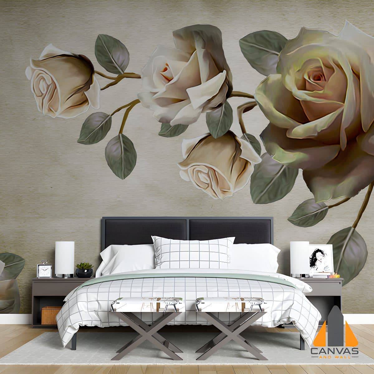Painted Roses Wallpaper