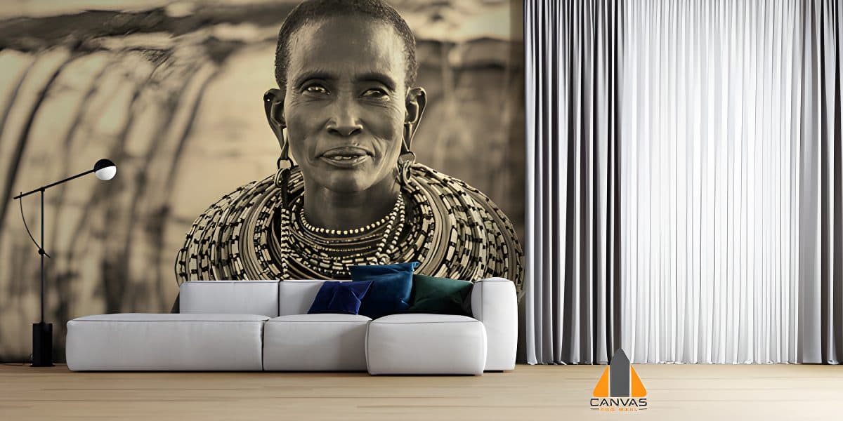 African Woman Wearing Beaded Collar & Earrings Wallpaper