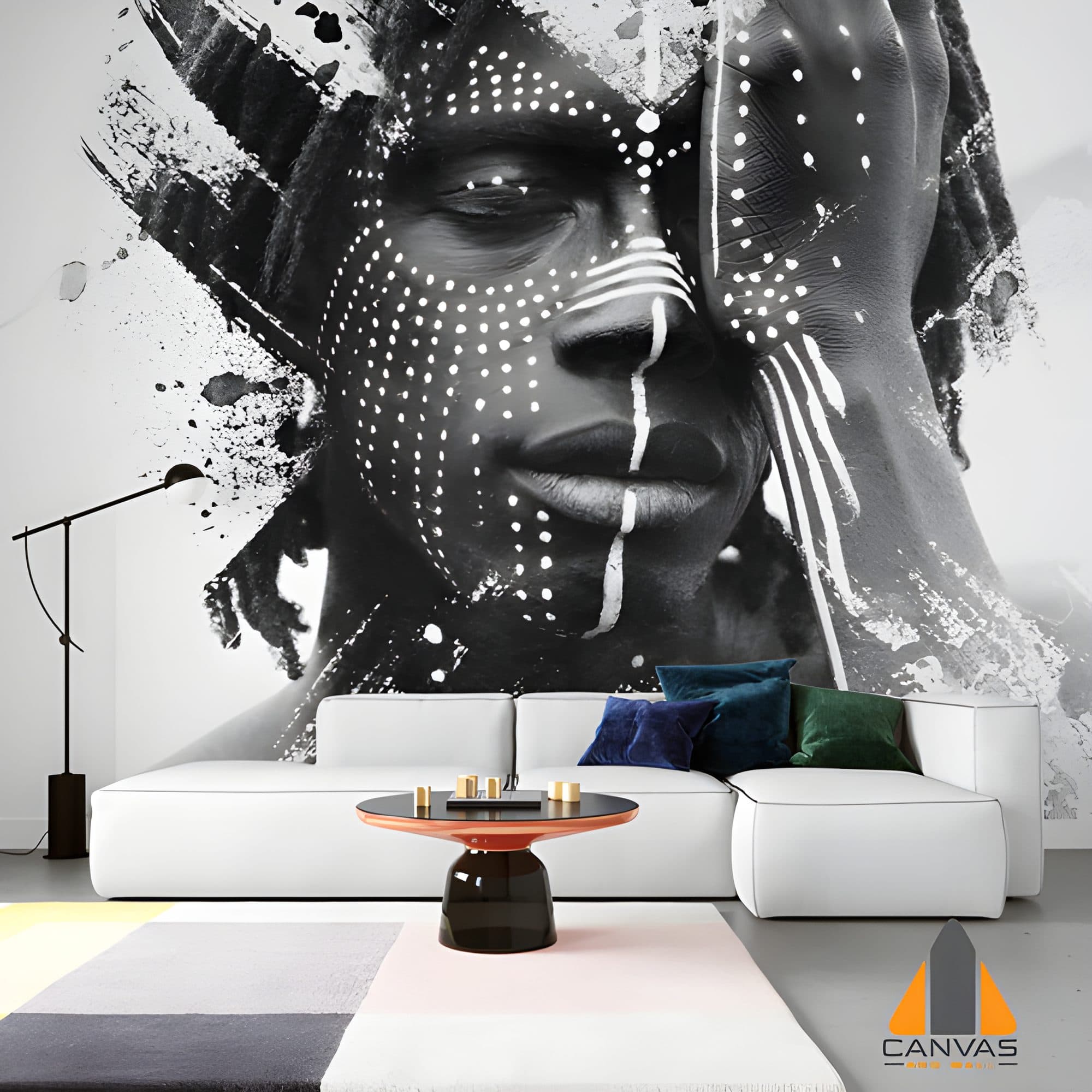 African Man with Traditional Face-Print Wallpaper