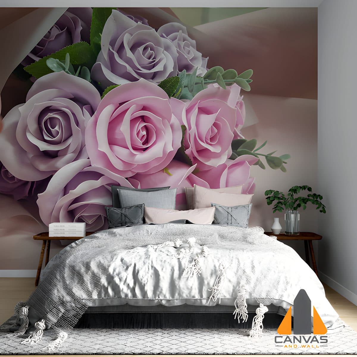 Dreamy Floral Silk Bedroom Wallpaper