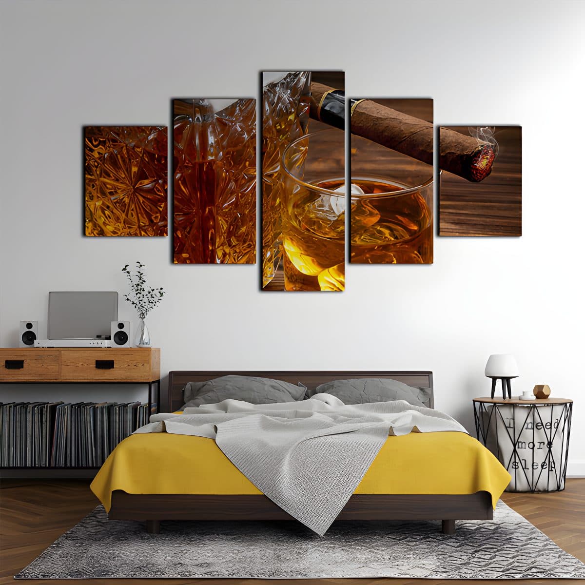 Whiskey And Cigar Split Canvas