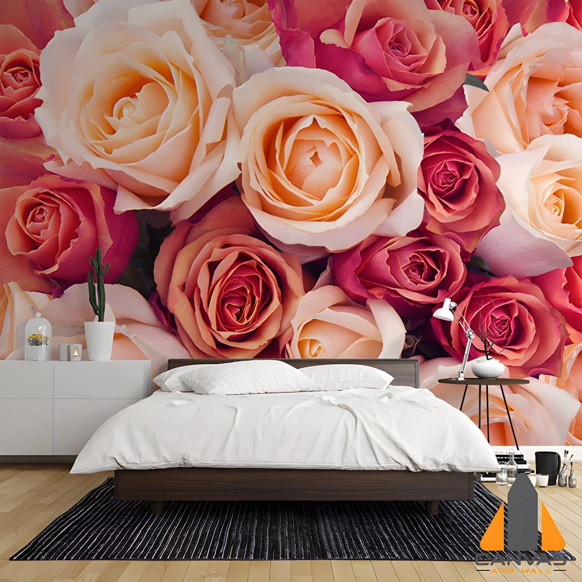 Pink and Peach Roses Wall
