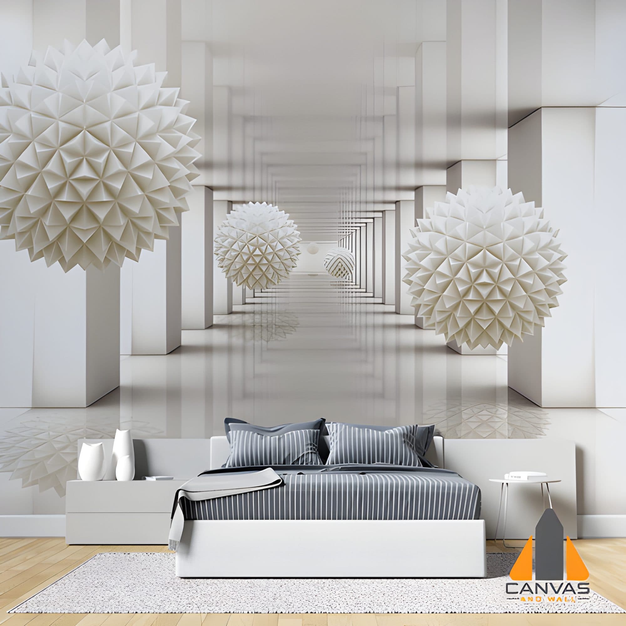 3d Tunnel filled with Flying Balls Wallpaper