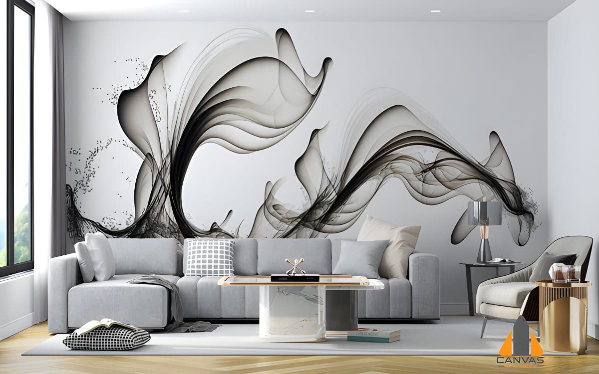 abstract black wave flowing ink