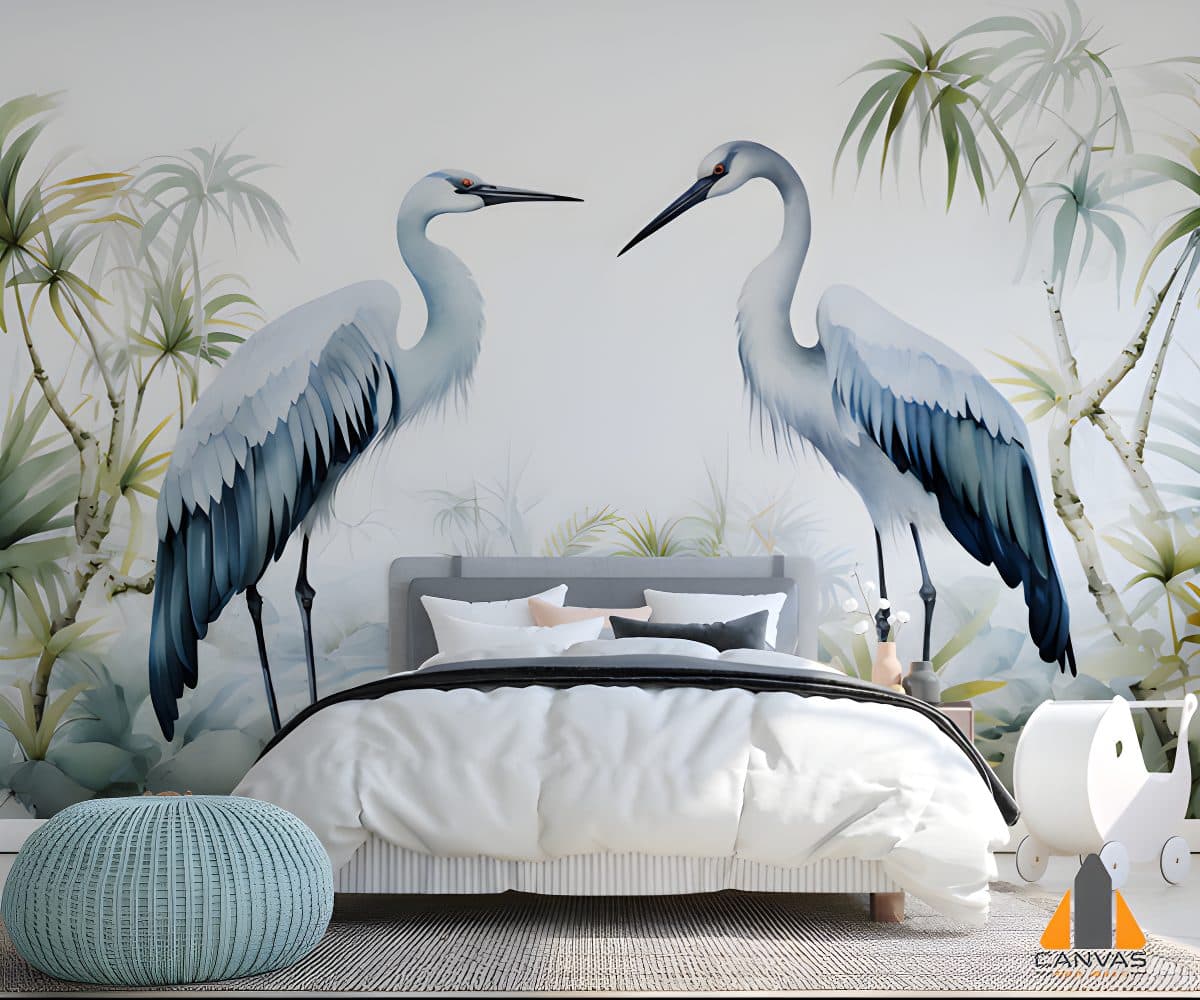 chinoiseries-wallpaper with two big birds