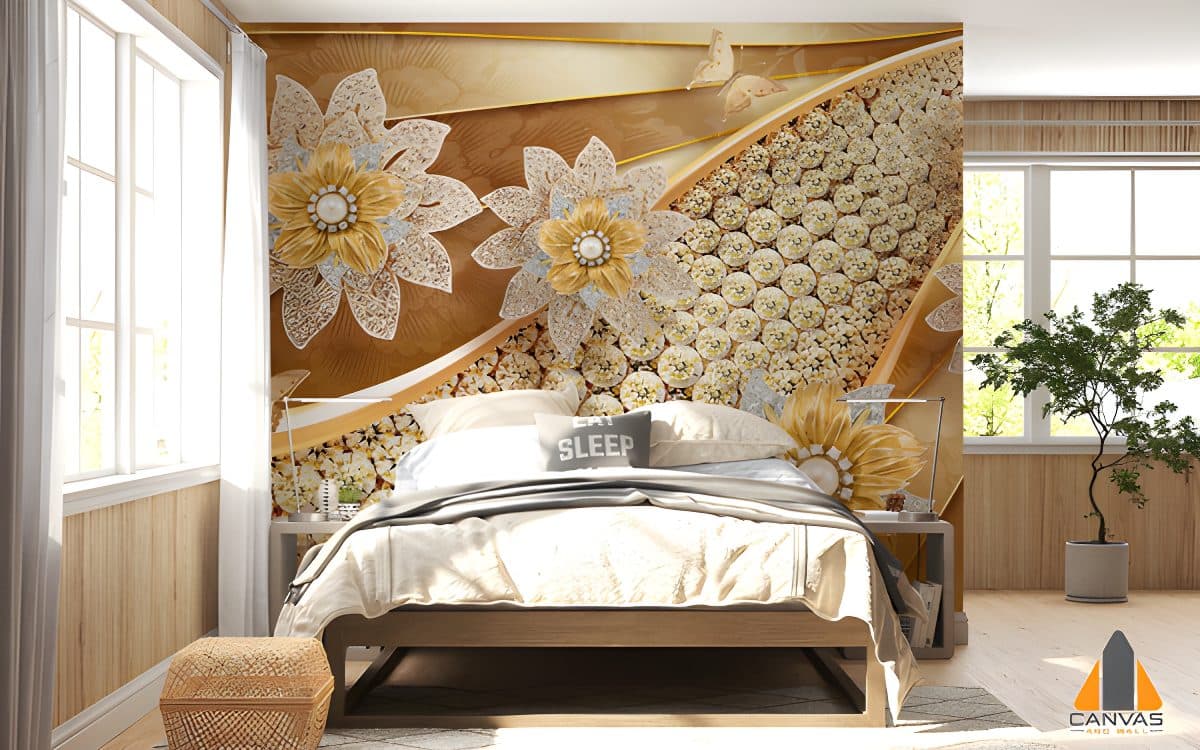 Golden Floral Wallpaper