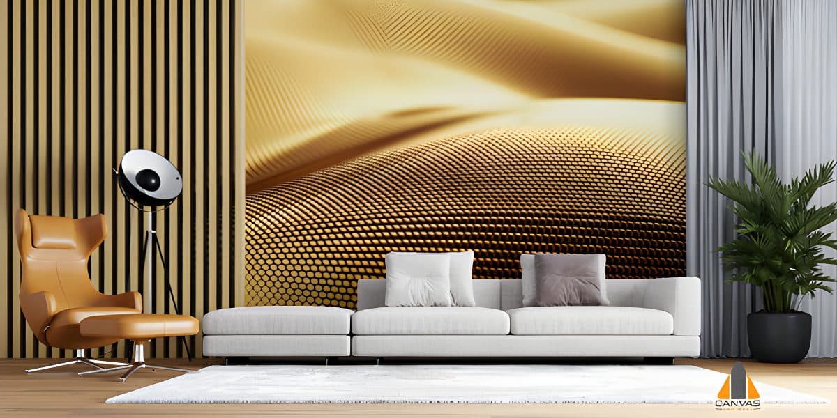 Particle Drapery Luxury Gold Wallpaper