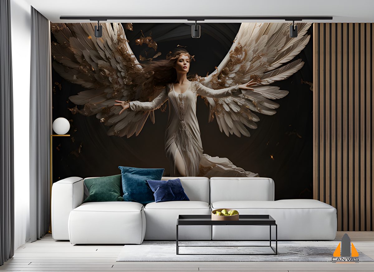3D Woman With Wings Flying