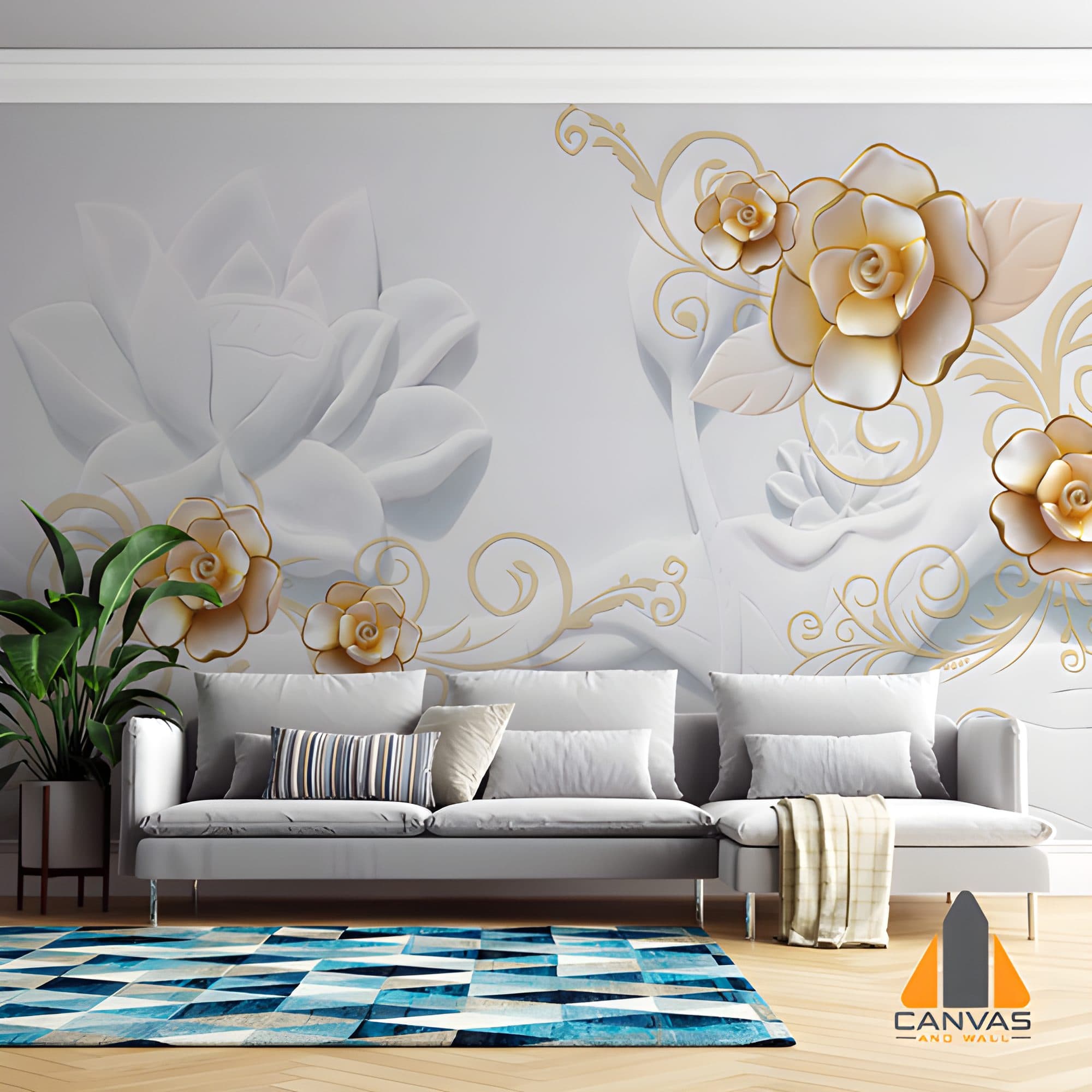 White Embossed Roses